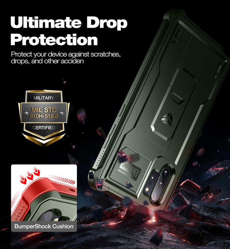 Dexnor for Samsung Galaxy Note 10+ Plus Case, [Built in Screen Protector and Kickstand] Heavy Duty Military Grade Protection Shockproof Protective Cover for Samsung Galaxy Note 10 Plus (Army Green) - Image 3